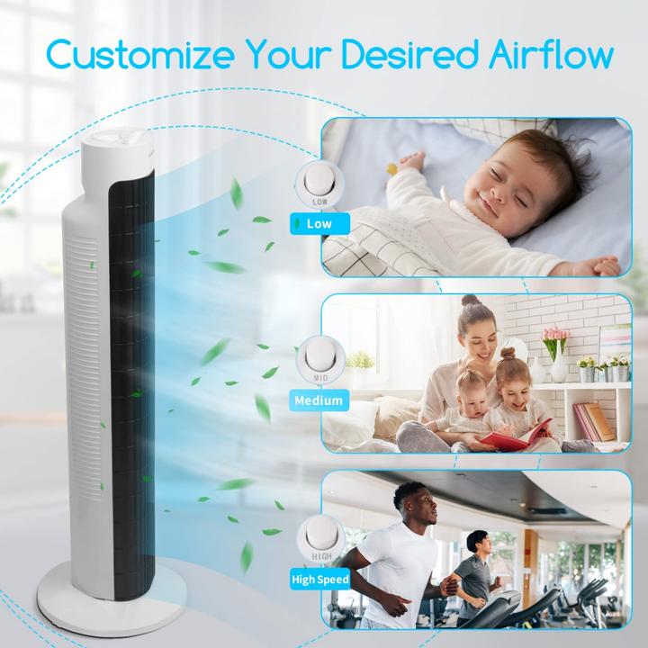 Produktbild Aigostar Turmventilator, 45W, Schwarz/Weiss