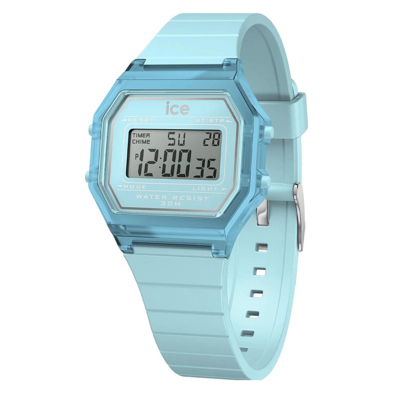 Ice Watch, Armbanduhr, Ice Digit Retro Sky Blue Clear Small, Transparent, (Digitaluhr, 32 mm)