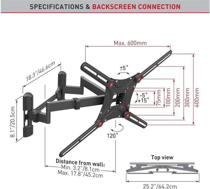 Produktbild Barkan WH 464 (Wand, 90", 60 kg)
