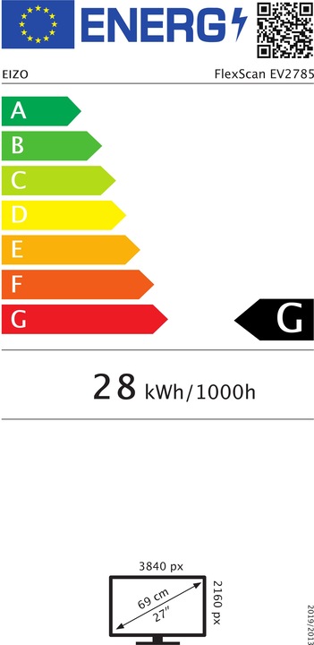 Label énergétique Eizo Ev2785 (3840 x 2160 pixels, 27")