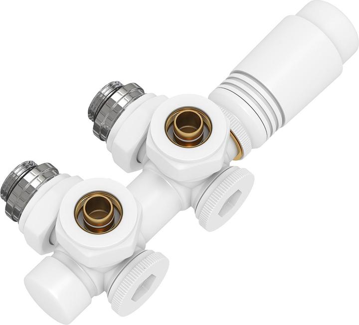 Emke Thermostatventil, Universalventil mit Thermostat für Heizkörper, 10 bar, 7 Stufen, Weiss