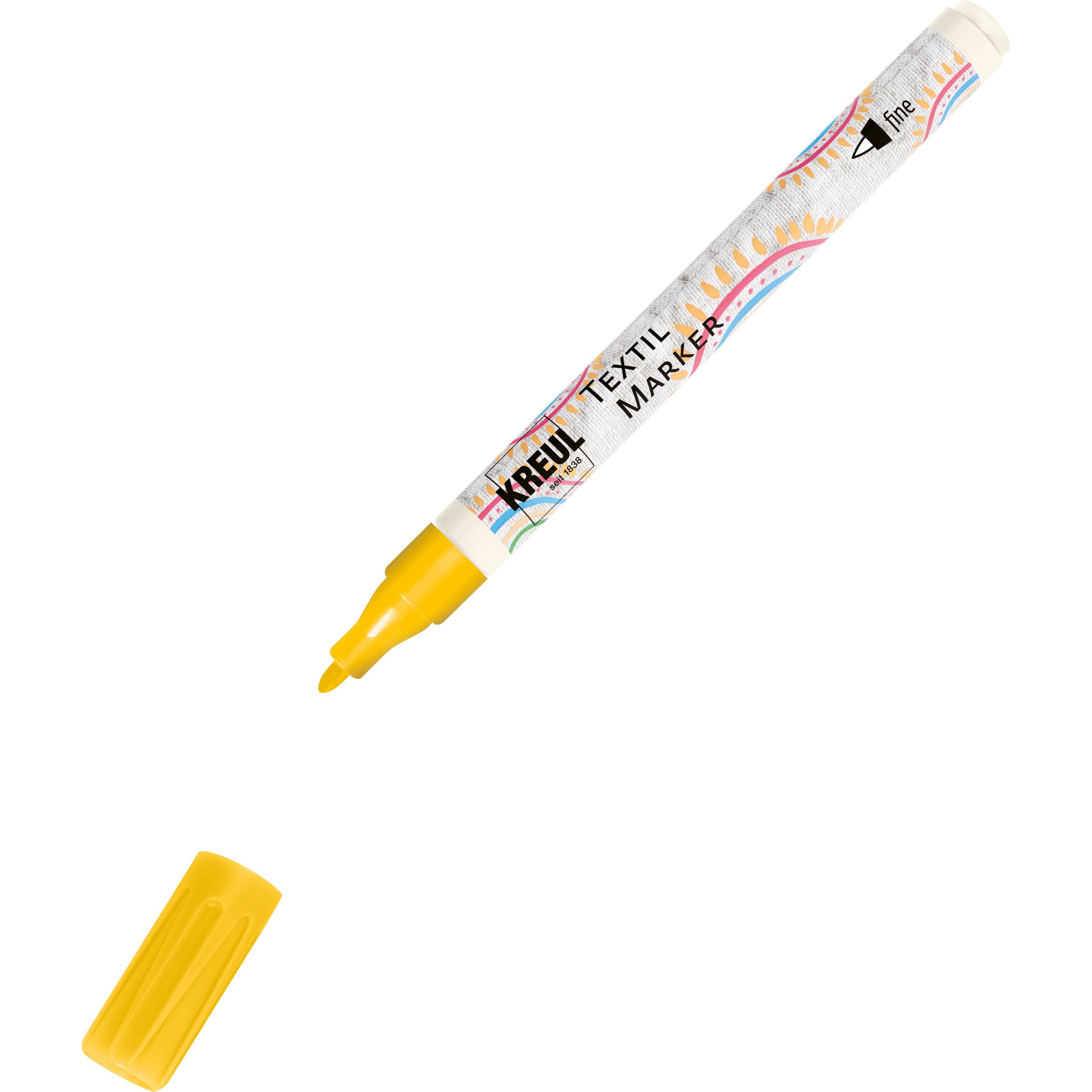 Kreul, Marker, Stoffmalstift, Textilmarker Javana texi mäx Sunny fine für helle Stoffe (Gelb, 2 mm)
