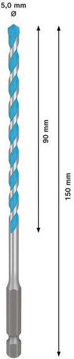 Produktbild Bosch Professional Zubehör Expert HEX-9 Multi Construction Bohrer, 5 x 90 x 150 mm (5 mm)
