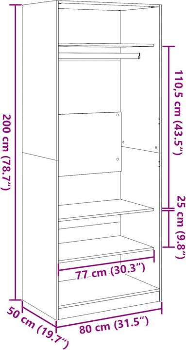 Produktbild vidaXL Alexius (80 x 50 x 200 cm)