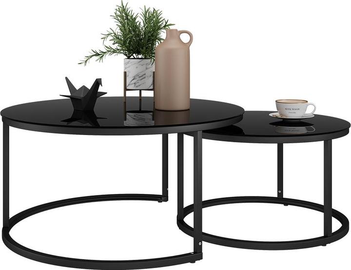 Actual product image Vicco Coffee table set Montreal, Black, 77 x 77 cm 2 parts