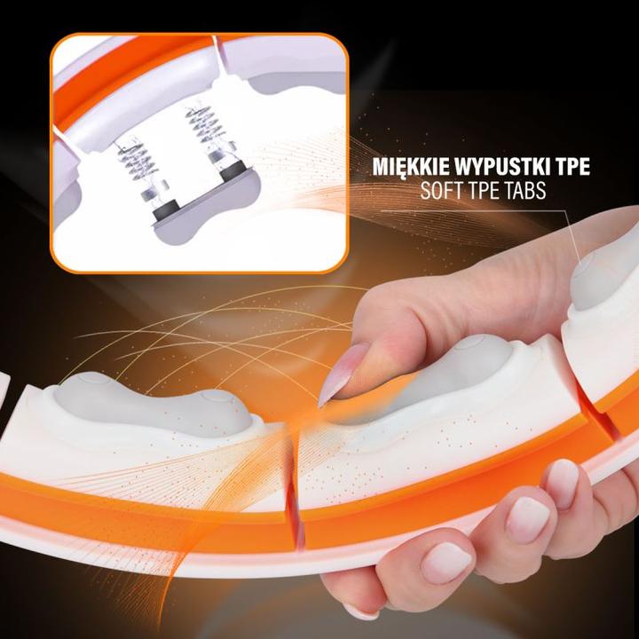 Image du produit HMS Hhm21 Hula Hoop Blanc/Orange Avec Aimants Tpe Patte Et Poids + Compteur (90 cm, 800 g)