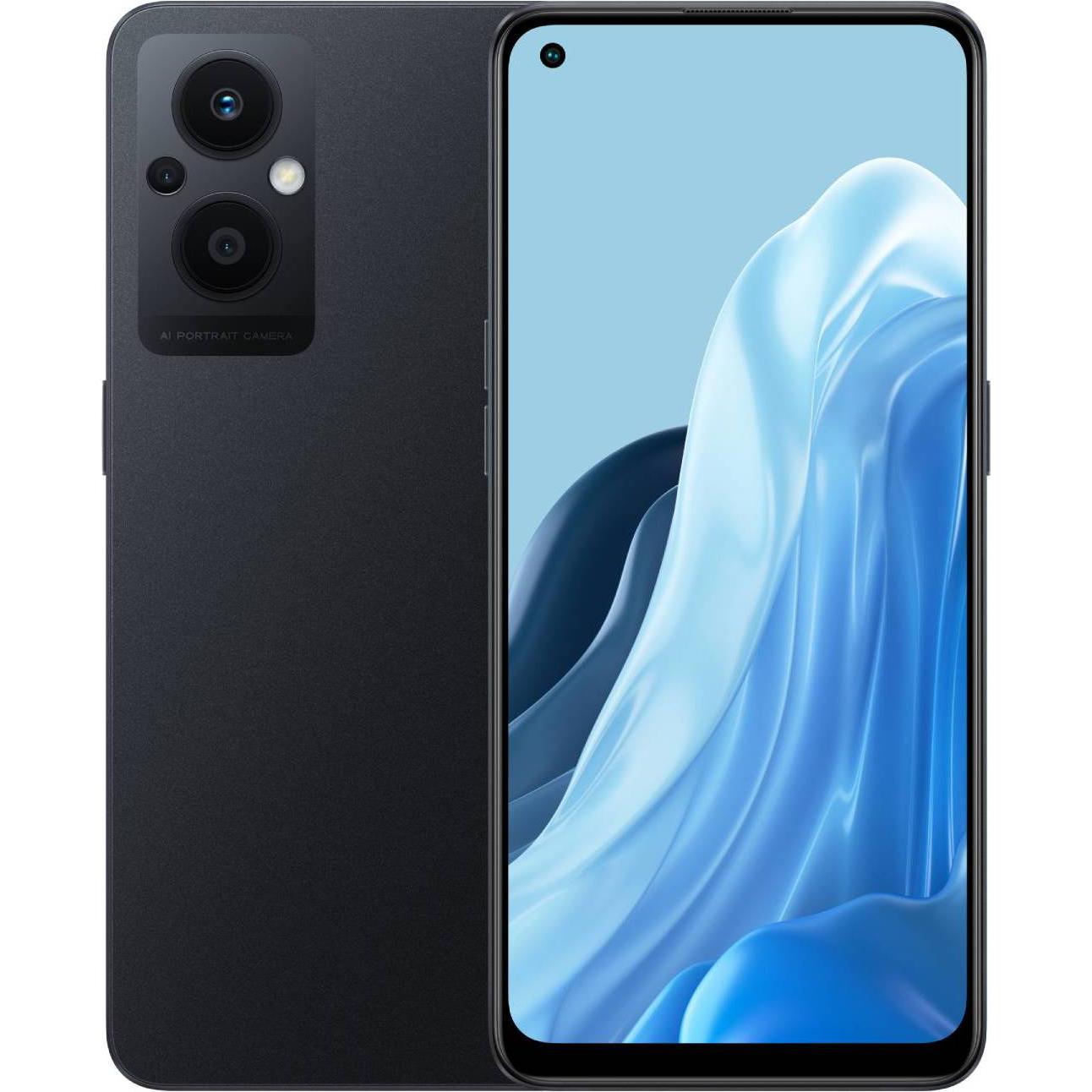 OPPO Reno 8 Lite (128 GB, Cosmic Black, 6.43", Dual SIM, 5G), Smartphone, Schwarz