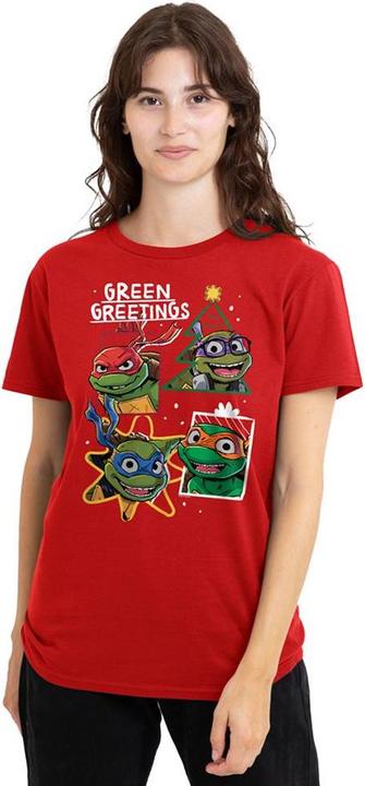 Actual product image Teenage Mutant NT Womens/Ladies Green Greetings Christmas T-Shirt (XXL)