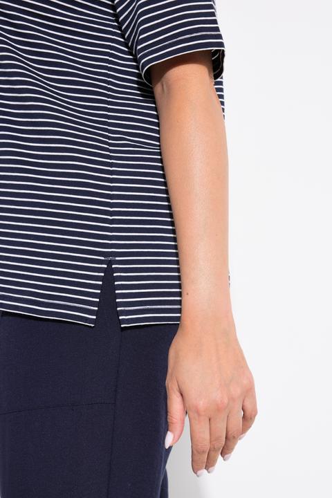 Actual product image Ulla Popken Striped Short Sleeve Polo Collar Tee (62)