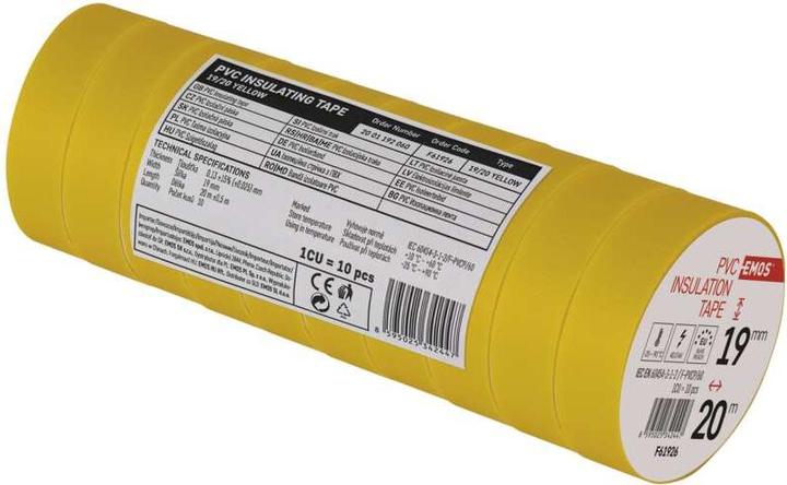 Actual product image Emos Insulating tape PVC 19mm/20m yellow, 10 pcs. (19 mm)