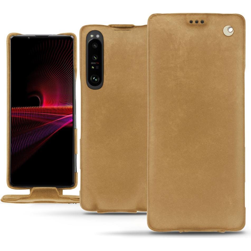Noreve Lederschutzhülle vertikal (Sony Xperia 1 III), Smartphone Hülle, Braun