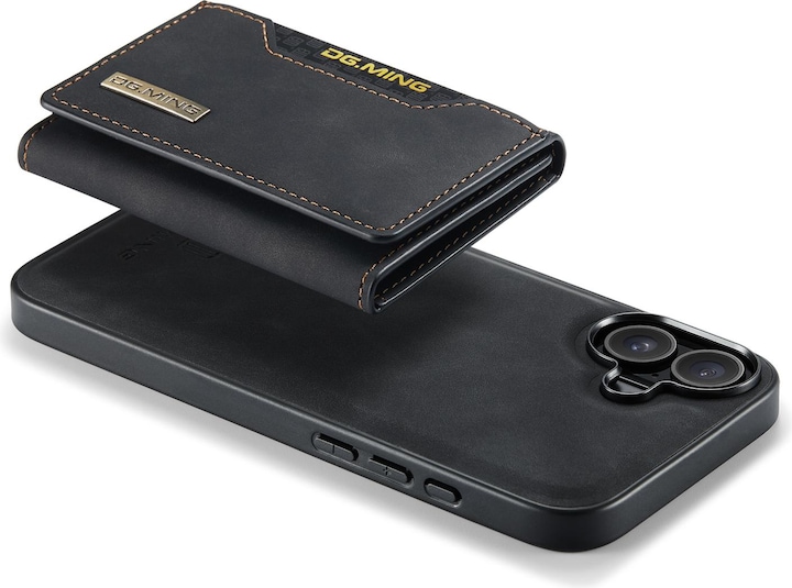 Produktbild Dg.Ming iPhone 7/8/SE 2020/SE 2022 - Etui, Leder-Optik, Kartenfach & Magnetverschluss, Schwarz (Apple iPhone 8, Apple iPhone SE, Apple iPhone 7)