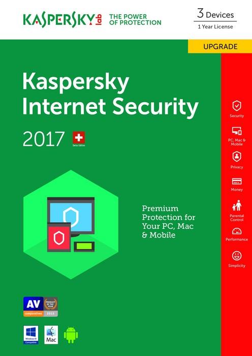 Kaspersky Internet Security 2017 Upgrade (3 User, 12 Monate)