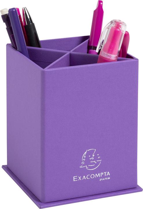 Image du produit Exacompta Pot à crayons carré 4 compartiments carton Teksto - Violet