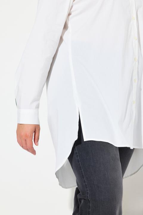 Produktbild Ulla Popken Longbluse, Zierbänder, Hemdkragen, V-Ausschnitt, Langarm (58)
