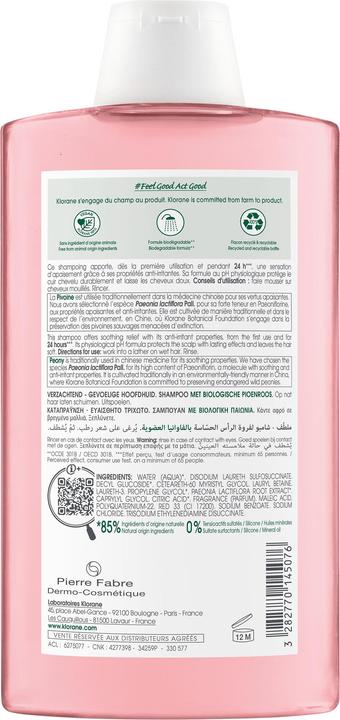 Immagine prodotto Klorane Beruhigendes Shampoo mit BIO-Pfingstrose (400 ml, Shampoo liquido)