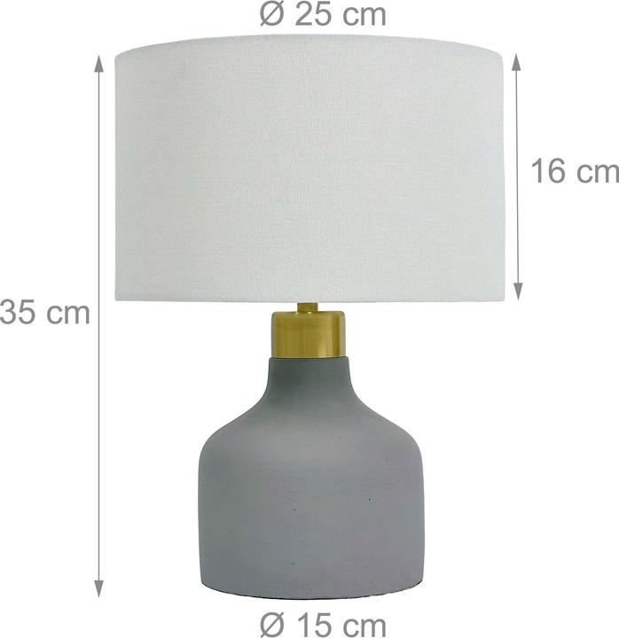 Actual product image Relaxdays Tischlampe Stoff & Betonfuss (E27)