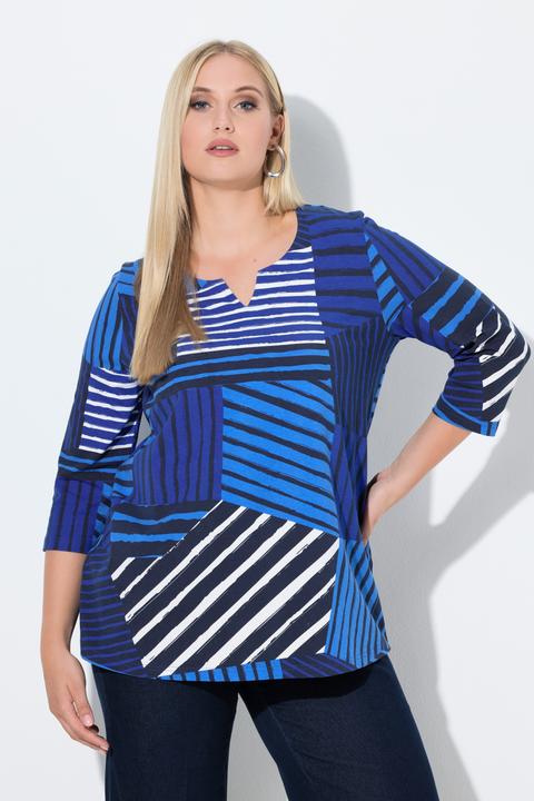 Actual product image Ulla Popken Graphic Mixed Stripe Tee (60)