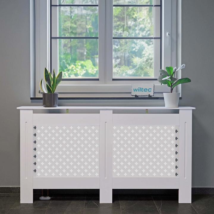 Produktbild Wiltec Toboli Heizkörperverkleidung weiss 152x19x82cm Heizkörperabdeckung MDF Heizkörper