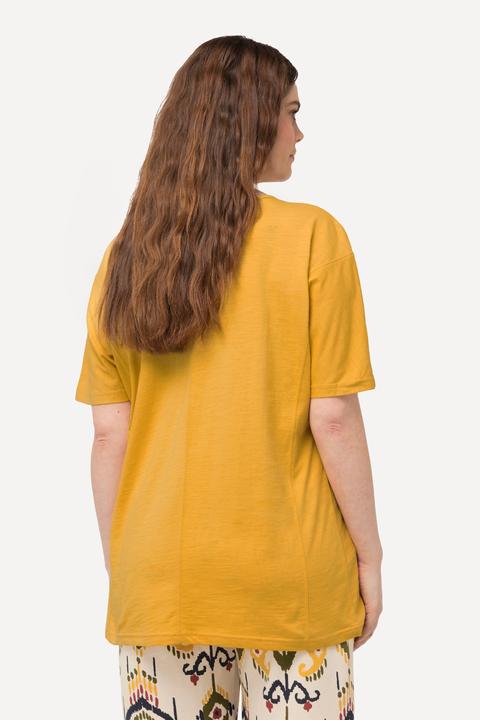 Image du produit Ulla Popken T-shirt à coutures fantaisie, col V et manches courtes, coton bio (42, 44)