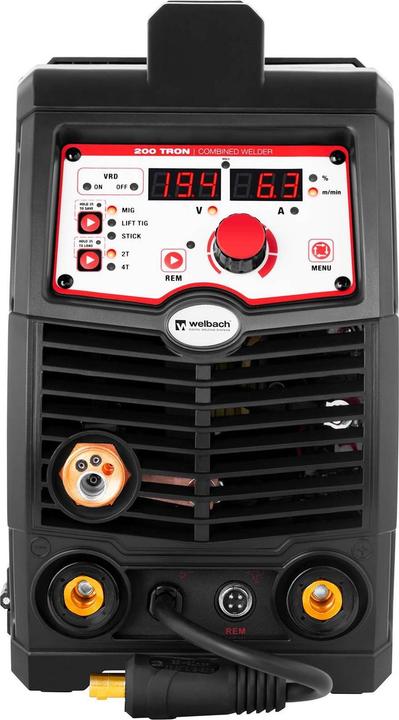 Produktbild Stamos Welbach 4in1 KOMBI Schweissgerät - MIG/MAG WIG E-Hand MMA FCAW IGBT Digital 200 A