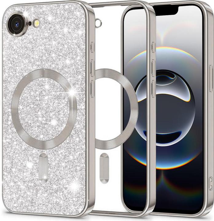 Produktbild Techsuit - Luxury Glitter MagSafe - iPhone 16e - Silver (Apple iPhone 16e, Apple iPhone 17e)