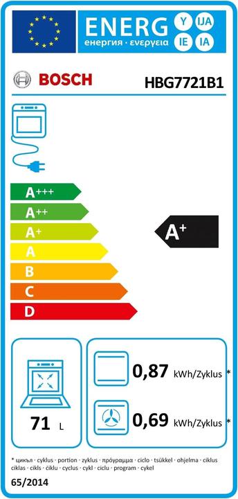 Energie-Label Bosch Hausgeräte Serie 8 HBG7721B1