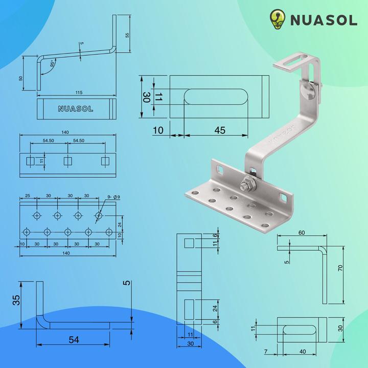 Actual product image Nuasol Tile roof assembly set (Solar system mounting material)