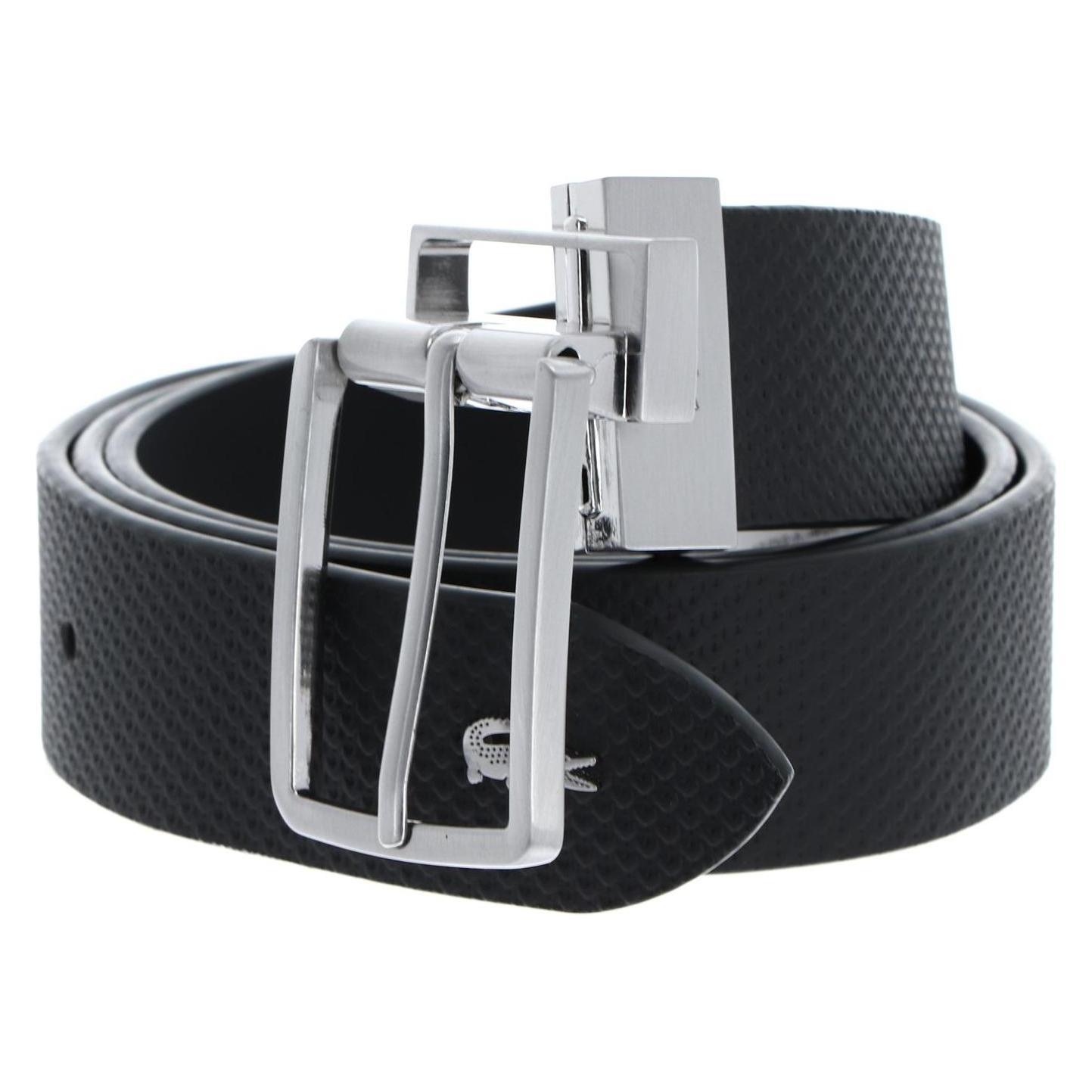 Lacoste, Herren, Gürtel, Casual Plain Grained Leather Belt, Grau