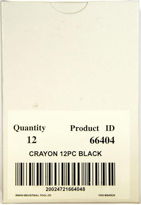 Nährwerte und Zutaten Irwin Markierungskreide schwarzzum Markieren auf Holz, Zement-Keramik oder Metalloberflächen (1 x)