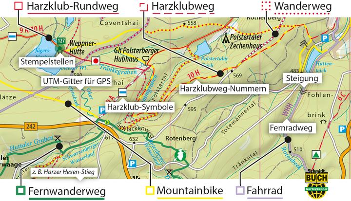 Produktbild Der Harz in 4 Teilen, 4 Wander- und Fahrradkarten