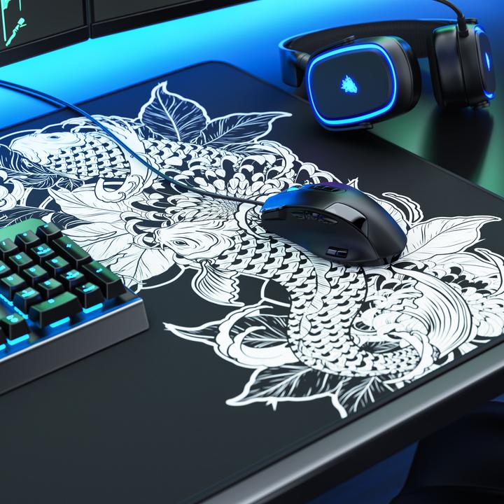 Produktbild Titanwolf Gaming Mauspad, 1200 x 600mm XXXL Speed Gaming Mausmatte, Mousepad Extragrosse Fläche, Koi Tattoo 3 (XXL)