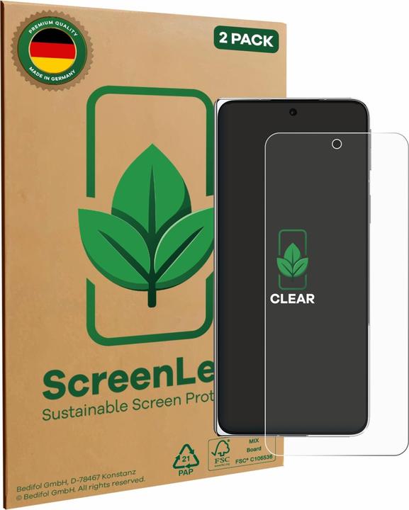Actual product image ScreenLeaf Screen Protector sustainable Screen Protection, clear, anti-scratch (2 Piece, Oppo Find X5)
