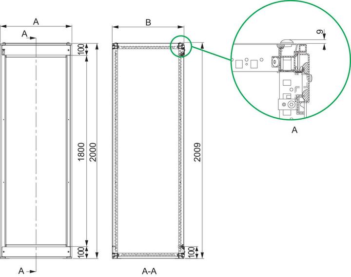 Productafbeelding Schneider Electric Spacial SF kast met compartimenten, klaar NSYSF20860M (19 inch rek)