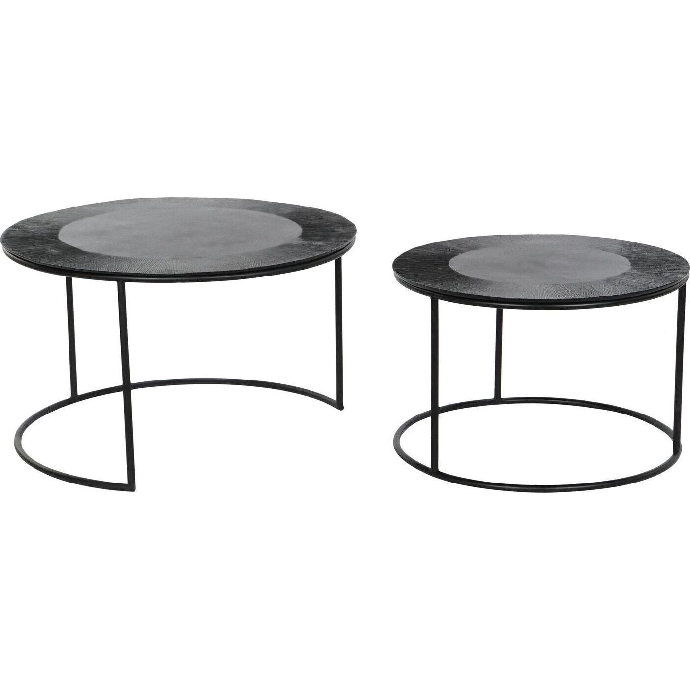 DKD Home Decor, Tavolino da salotto, Set of 2 tables Black Metal Aluminium 76 x 76 x 44 cm