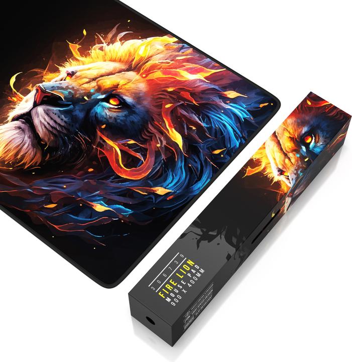 Actual product image Titanwolf Gaming mouse pad, 900 x 400mm XXL speed gaming mouse mat, mouse pad extra large surface, Fire Lion (XXL)