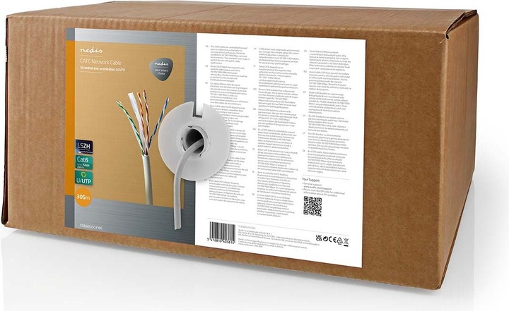 Produktbild Nedis Netzwerk-Kabel Rollen | CAT6 | Litzenleitung | U/UTP | Reines Kupfer | 305.0 m | Innenbereich (U/UTP, CAT6, 305 m)