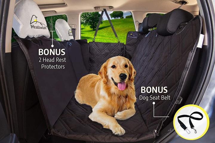 Produktbild Meadowlark Hundedecke für Rückbank (XL, Beige) (Hund, Reflektoren, Atmungsaktiv, Sicherheitsverschluss, Waschmaschinenfest)