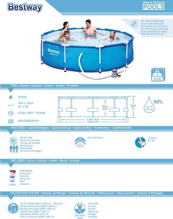 Actual product image Bestway Steel Pro Set (Ø 305 x 76 cm)