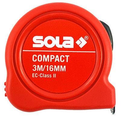 Actual product image Sola Messwerkzeuge Tape measure - COMPACT - 3m / 16mm - pocket tape measure with belt clip - steel tape, yellow (3 m)