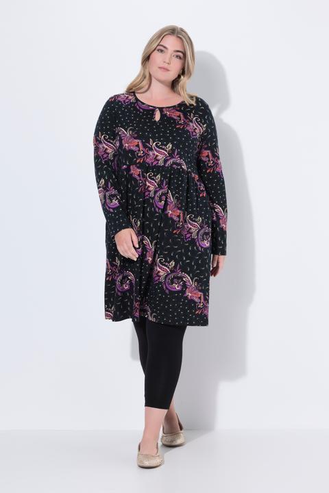Immagine prodotto Ulla Popken Abito di jersey dal taglio svasato con Paisley, scollo a girocollo e maniche lunghe (42, 44)