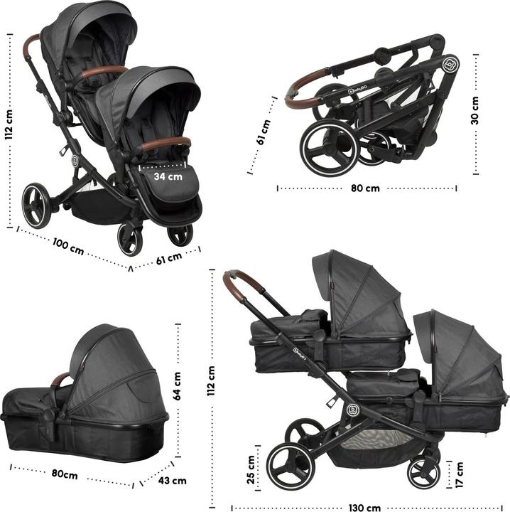 Produktbild BabyGo Geschwisterwagen Twinner Grey