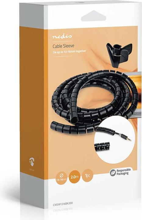 Produktbild Nedis Kabelmanagement Hülse 2.00 m 1 Stück max. Kabeldicke: 16 mm PE Schwarz (Kabeldurchlass, 200 cm)