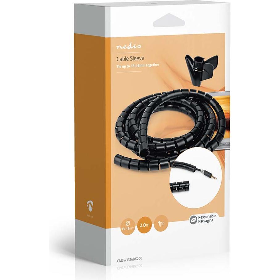 Thumbnail - Nedis, Kabelschutz + Kabelführung, Kabelmanagement Hülse 2.00 m 1 Stück max. Kabeldicke: 16 mm PE Schwarz (Kabeldurchlas...