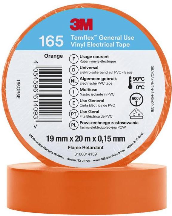 Image du produit 3M Temflex ruban isolant vinyle 165, 19 mm x 20 m (19 mm)