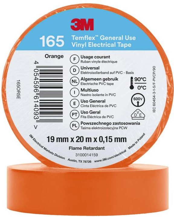 Immagine prodotto 3M Nastro isolante in vinile Temflex 165, 19 mm x 20 m (19 mm)