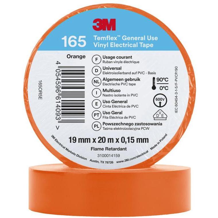3M, Klebeband, Temflex Vinyl-Isolierband 165, 19 mm x 20 m (19 mm)