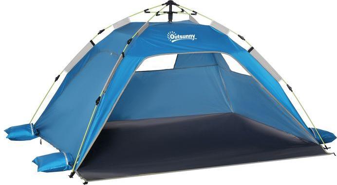 Produktbild Swisshandel24 Strandmuschel Pop Up Strandzelt für 1-2 Personen mit Sonnenschutz Himmelblau (Strandzelt + Strandmuschel, 2 Personen)