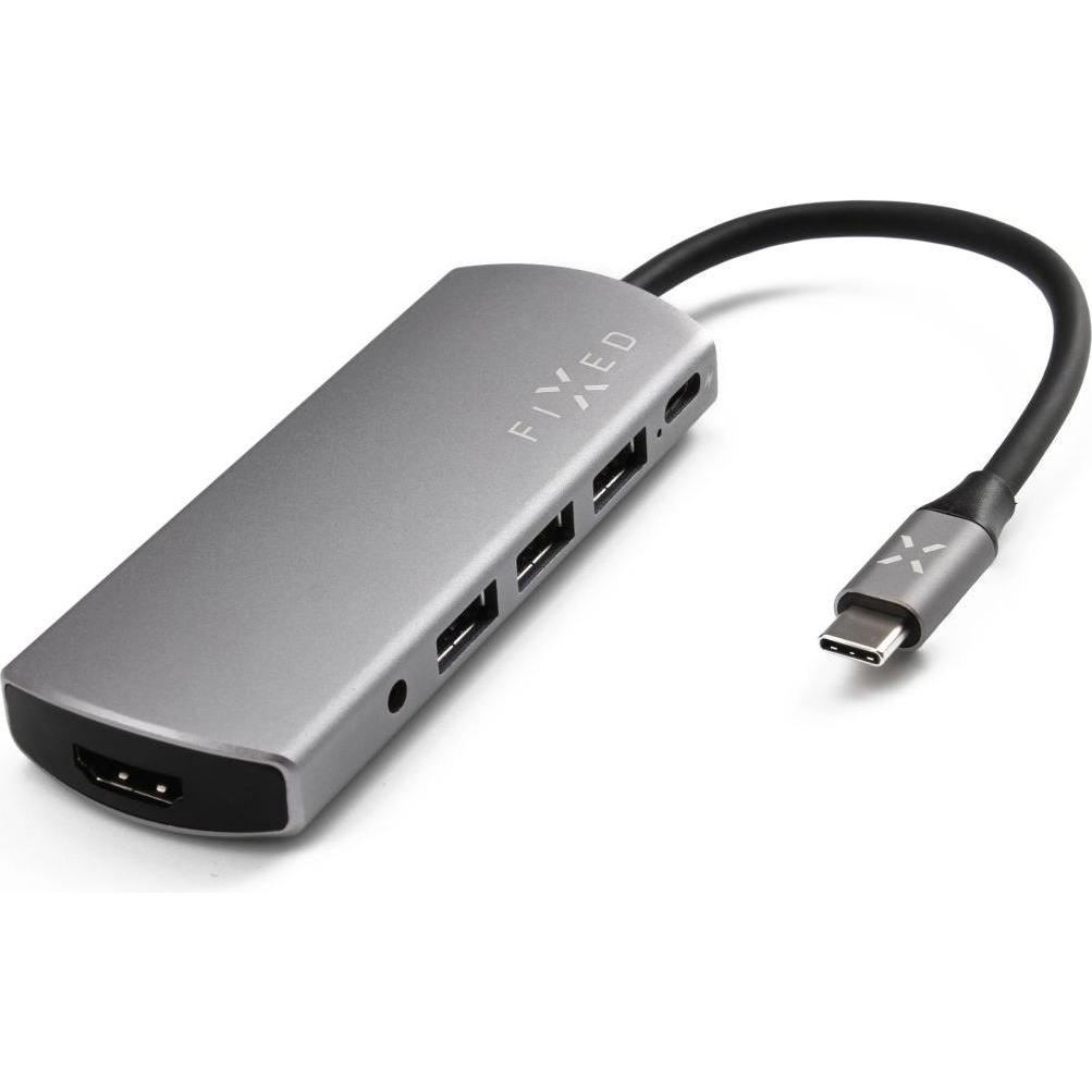 Fixed 6-Portos USB 3.0 Hub Space Grau, Docking station + Hub USB, Grigio