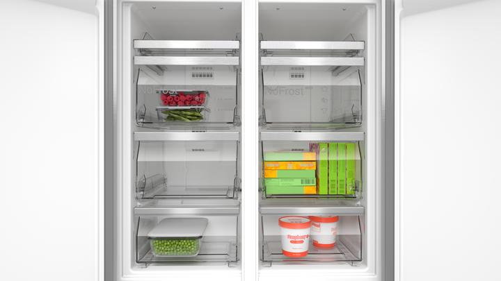 Actual product image Bosch Hausgeräte Series 4, multi-door fridge-freezer, glass front, 189.5 x 85.5 cm, black, KMC85LBEA (547 l)